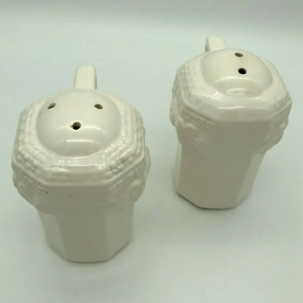 Vintage HIMARK Salt and Pepper Shakers White Handled Floral - Veggie Japan RARE